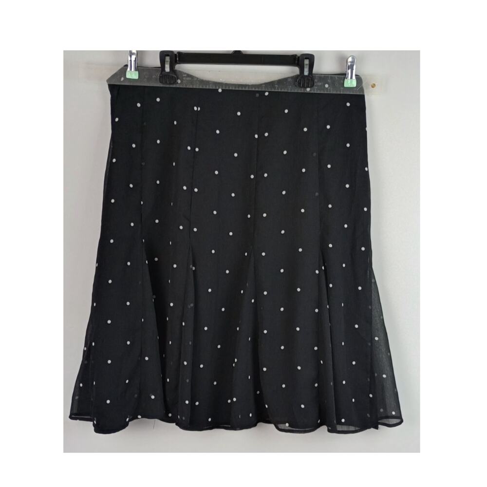 Charter Club Woman 18W Black White Polka Dot Side Zip Flared Lined Skirt